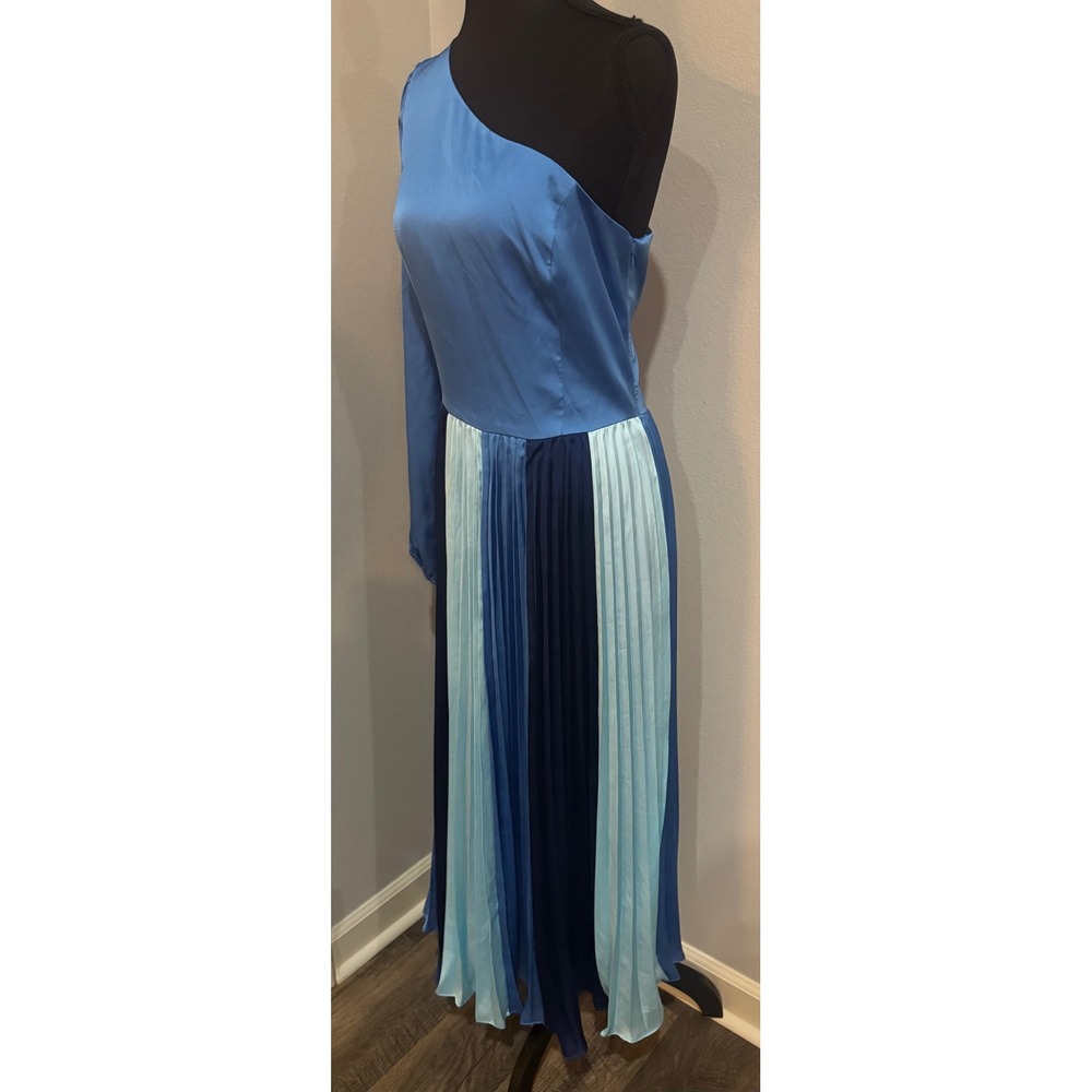 Adelyn Rae One Shoulder Pleated Midi Dress Lapiz Blue Size M - Picture 6 of 10